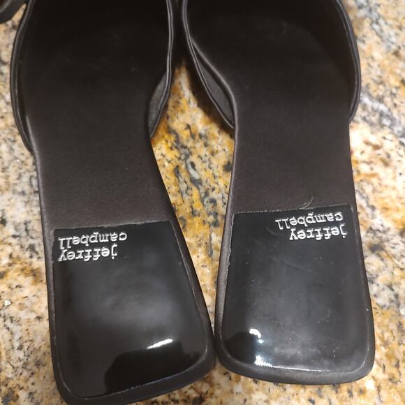 Jeffrey Campbell Black Satin Rhinestone Slip-On Mules Size 8.5 - Picture 8 of 12